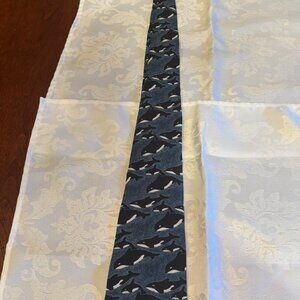 Vintage Orca Whale World Wildlife Fund 100% Silk Tie